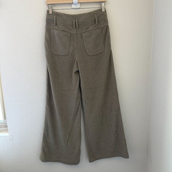 Free People Pants High Rise Wide Straight Leg Zip Button Closure Khaki 2 - Picture 2 of 5